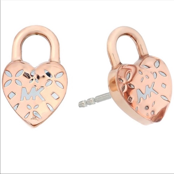 michael kors padlock earrings rose gold